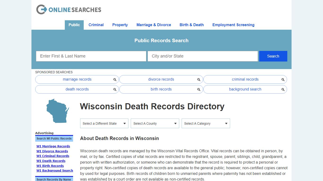 Wisconsin Death Records Search Directory